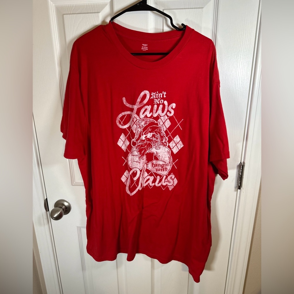 Men’s 3XL 54-56 Christmas Red Shirt “Ain't No Laws hangin’ with Claus” Santa